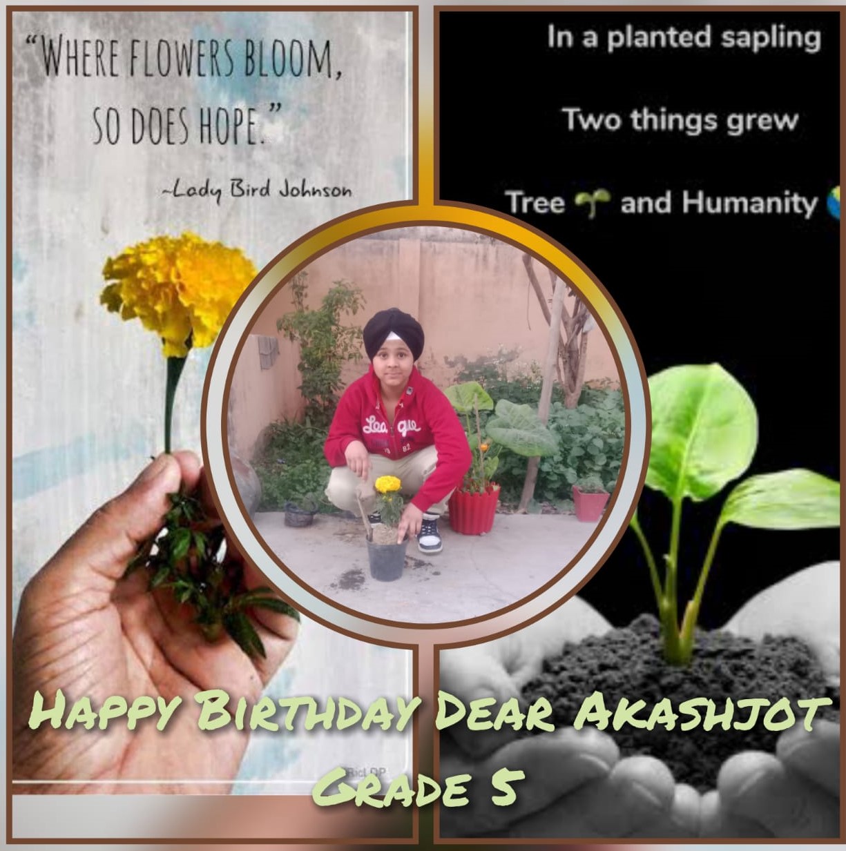 Mission “One Life One Plant” Akashjot Singh of Grade-5 Planted a Sapling on his birthday (GEMS Public School)